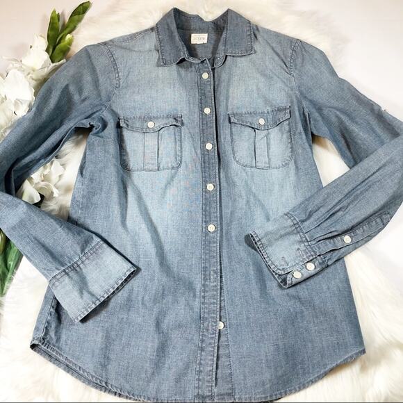 J. Crew Tops - J. Crew Light Wash Denim Button-Down Shirt